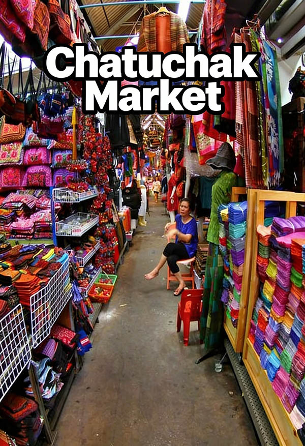 Chatuchak Weekend Market shopping sections with fashion and handicrafts stalls