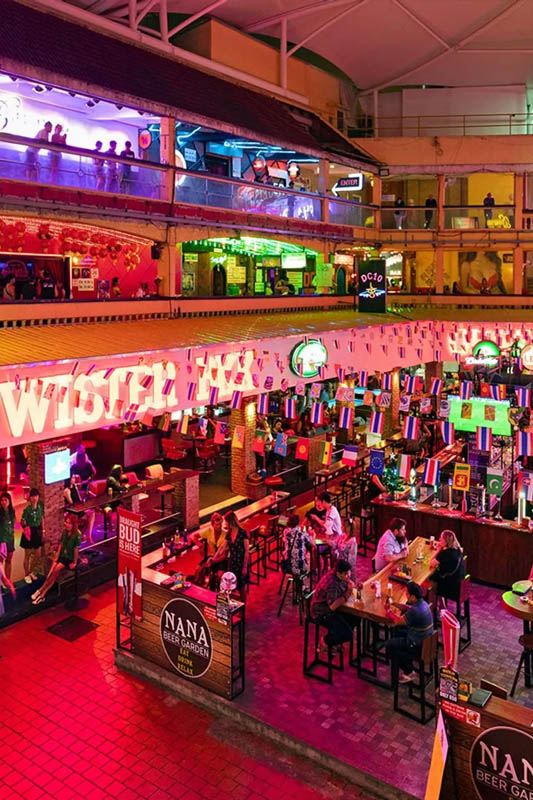 Nana Plaza Bangkok entertainment complex exterior with neon lighting