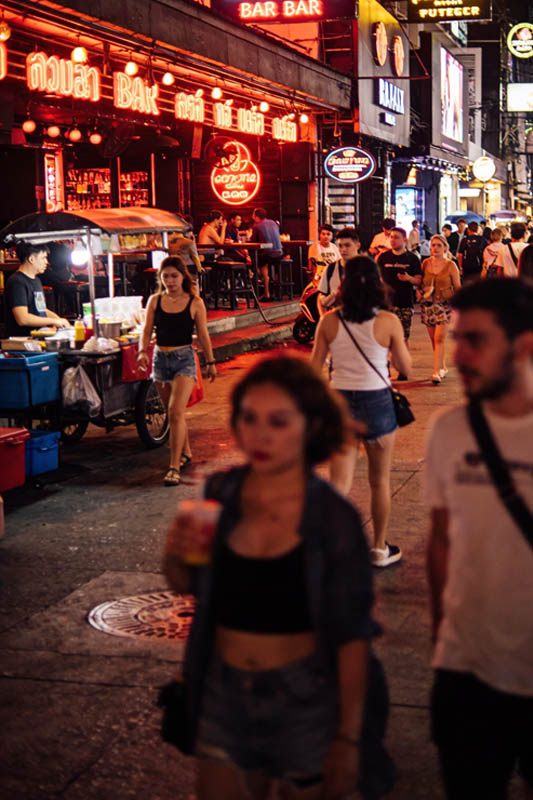 Soi Cowboy Bangkok neon-lit entertainment street with vibrant signage